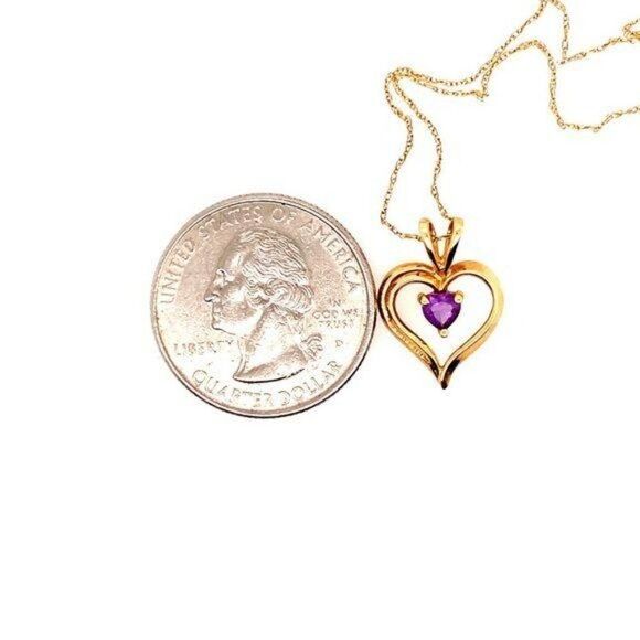 SOLD 14k Amethyst Heart Pendant Necklace - Picture 11 of 11